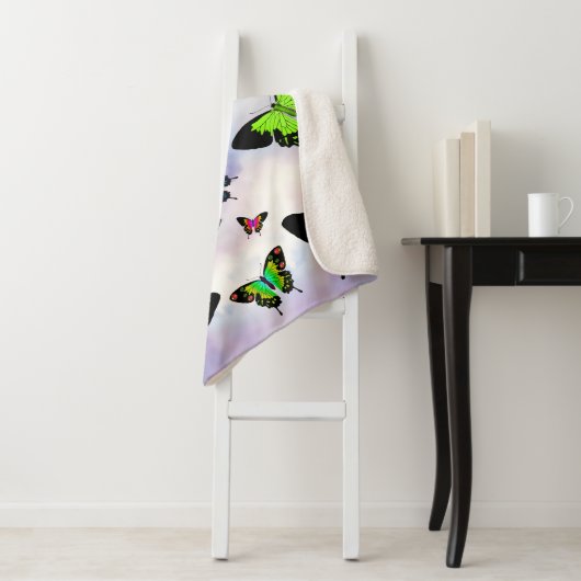 Geweldige, levendige vid Butterflies met naam pers Sherpa Deken (In situ)