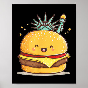 Geweldige Liberty Statue Burger kostuum voor jonge Poster