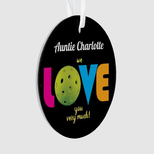 Geweldige liefdespickleball, aangepaste tekst, ron ornament (voorkant)