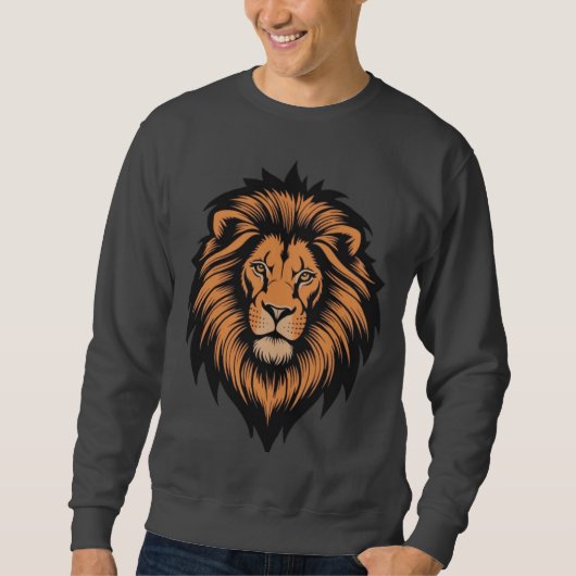 Geweldige Lion Head Tattoo Style Sweatshirt (Voorkant)