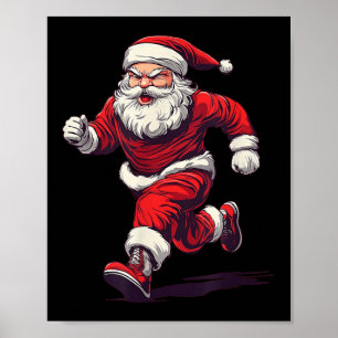 Geweldige lopende kerstmanoutfit voor joggen en Xm Poster