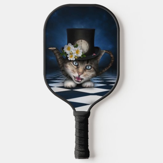 Geweldige Mad Hatter Theepot Cat Whimsical Design Pickleball Paddle (Voorkant)