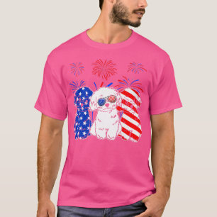 Geweldige Maltese hond Amerikaanse vlag 4 juli pre T-shirt