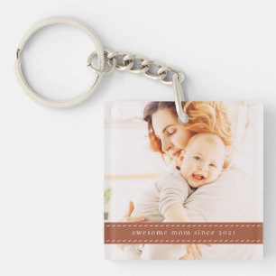 Geweldige mam sinds 20XX Modern Simple Thread Phot Sleutelhanger