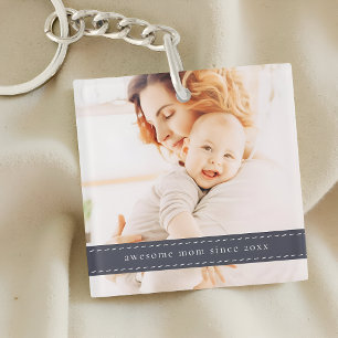 Geweldige mam sinds 20XX Modern Simple Thread Phot Sleutelhanger