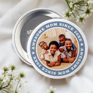 Geweldige mam sinds 20XX Moderne Eenvoudige foto Ronde Button 7,6 Cm