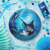 Geweldige marlijn met bubbels papieren bordje (Feest)