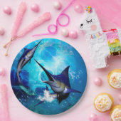 Geweldige marlijn met bubbels papieren bordje (Feest)