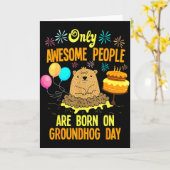 Geweldige Mensen Geboren Op Groundhog Day Grappige Kaart (Gele Bloem)