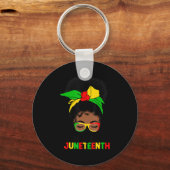 Geweldige Messy Bun Juneteenth Celebrate 1865 June Sleutelhanger (Voorkant)