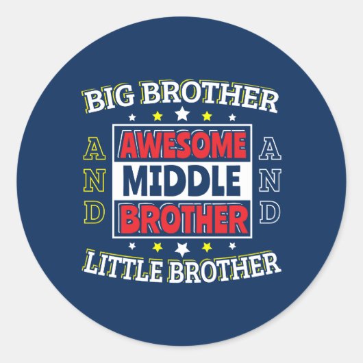 Geweldige middelste broer - is groot en klein ronde sticker (Voorkant)