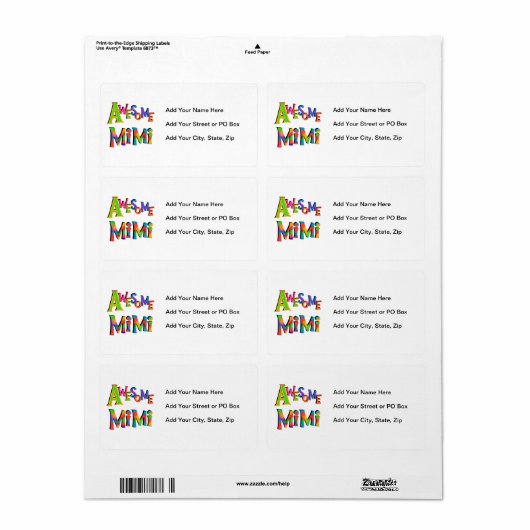 Geweldige Mimi T-shirts en cadeaus Etiket (Full Sheet)