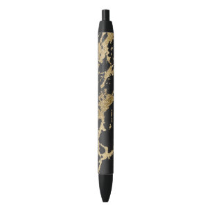 Geweldige modern faux goud glitter zwarte marmer inkt pen