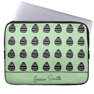 Geweldige modern groen en zwart patroon laptop sleeve