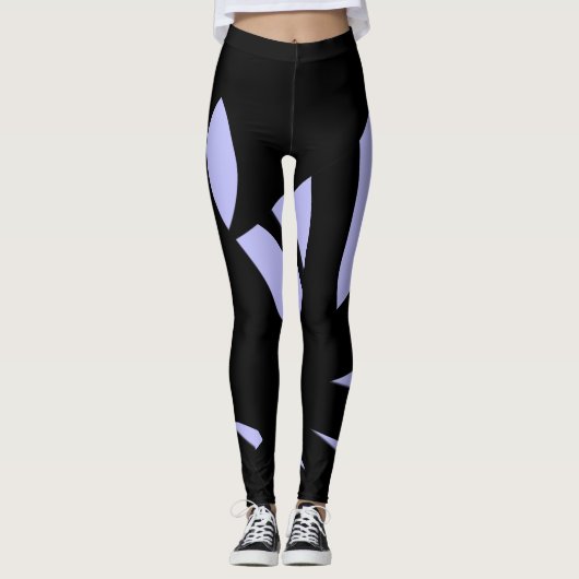 Geweldige moderne kunst zwart en lavender leggings (Voorkant)