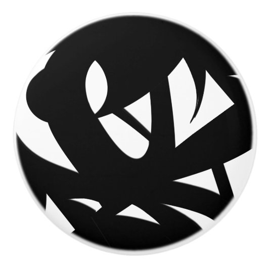 Geweldige moderne kunst zwart-wit keramische knop (Voorkant)