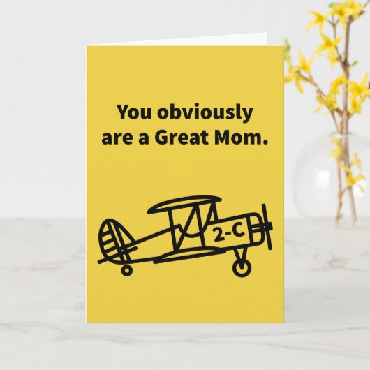 Geweldige Moeder Vliegtuig 2-C Familie Kaart (Gele Bloem)