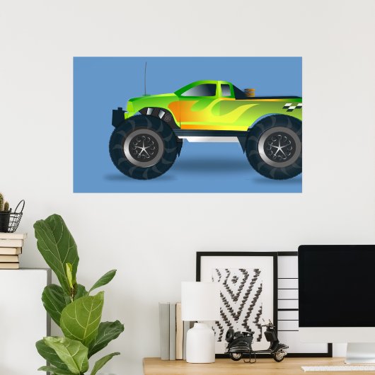 Geweldige Monster Truck Canvas 3ft afdrukken op 2 Poster (Thuiskantoor)