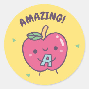 Geweldige Mooie Rode Appel Positieve Beloning Ronde Sticker