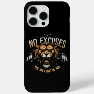 Geweldige motivatie Geen Excuses gewichten & Lion  iPhone 15 Pro Max Hoesje