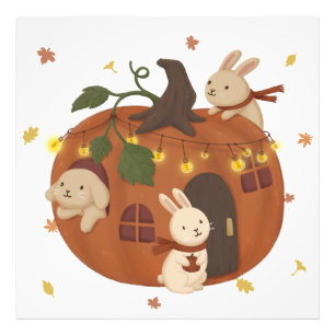 Geweldige najaar: Bunny & Pumpkin Foto Afdruk