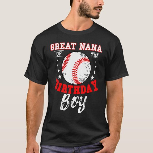 Geweldige Nana van het Birthday Boy Baseball Theme T-shirt (Voorkant)
