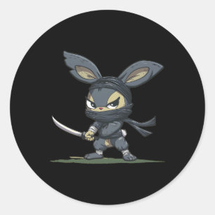 Geweldige Ninja Konijn Grafiek Voor Een Cool Avont Ronde Sticker