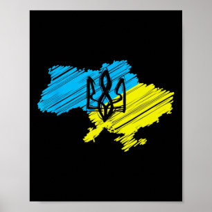 Geweldige Oekraïense kaart - Oekraïense vlag Poster