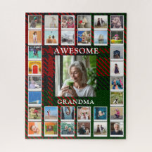 Geweldige oma foto groen zwart rood tartan