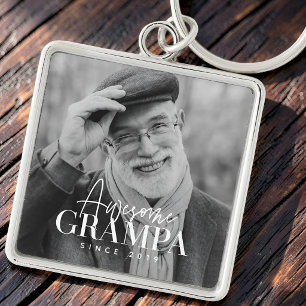 Geweldige opa sinds 20XX Eenvoudige elegante foto Sleutelhanger