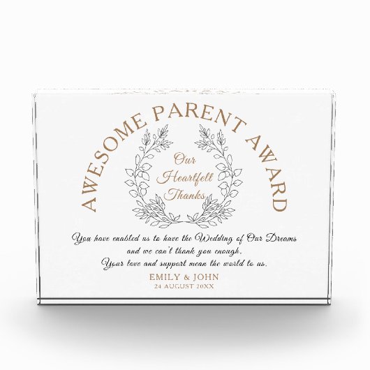 Geweldige Ouderprijs Bedankt van Bride & Groom Fotoblokken (Voorkant)