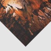 Geweldige paarden die door een bos lopen tissuepapier (Detail)