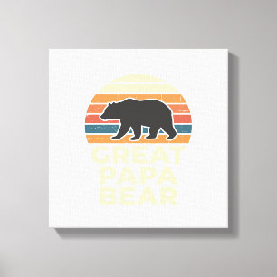 Geweldige Papa Beer Retro Zonsondergang Vintage Ve Canvas Afdruk