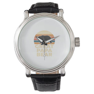 Geweldige Papa Beer Retro Zonsondergang Vintage Ve Horloge