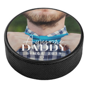 Geweldige papa sinds 20XX Eenvoudige elegante foto Hockey Puck
