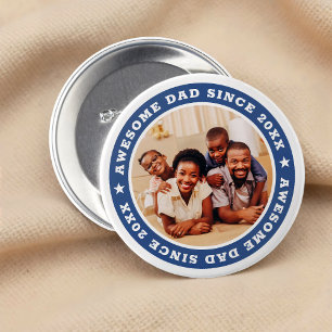 Geweldige papa sinds 20XX Modern Eenvoudige foto Ronde Button 7,6 Cm