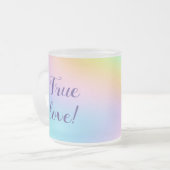 Geweldige pasteelregenboog bruiloft "ware liefde"! matglas koffiemok (Voorkant links)