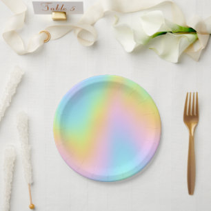 Geweldige pasteelregenboogbruiloft papieren bordje