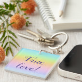 Geweldige pasteelregenboogbruiloft sleutelhanger (Voorkant Rechts)