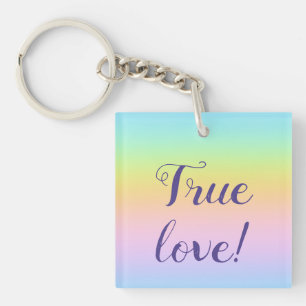 Geweldige pasteelregenboogbruiloft sleutelhanger