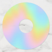 Geweldige pasteelregenboogbruiloft wijnglaslabel (Achterkant)