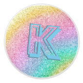 Geweldige pastel Glitter Girly Monogramed Custom Keramische Knop (Voorkant)