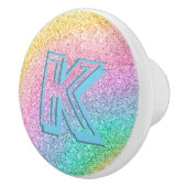 Geweldige pastel Glitter Girly Monogramed Custom Keramische Knop (Rechts)