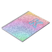 Geweldige pastel Glitter Girly Monogramed Custom Notitieboek (Linkerzijde)