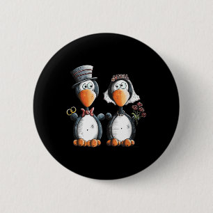 Geweldige pinguïn huwelijkscadeau voor bruid en br ronde button 5,7 cm