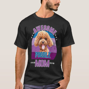 Geweldige Poodle Moeder Retro Zonsondergang Moeder T-shirt