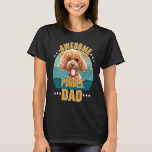 Geweldige Poodle Vader Retro Zonsondergang Vader H T-shirt