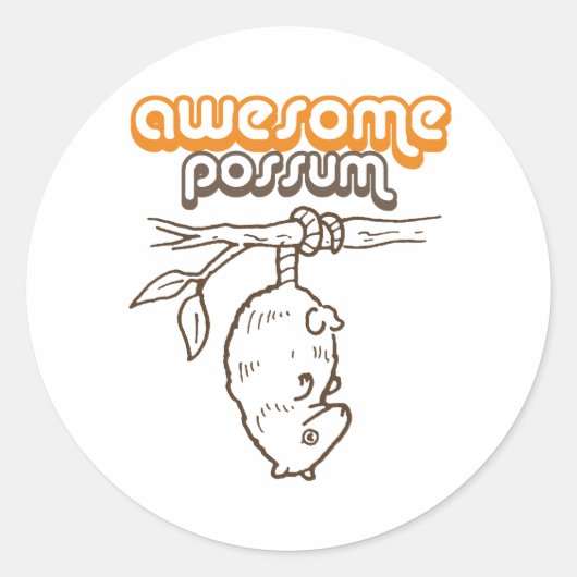 GEWELDIGE POSSUM RONDE STICKER (Voorkant)