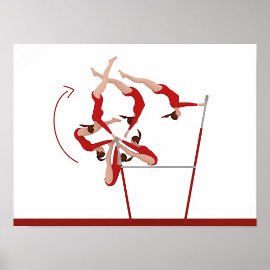 Geweldige Poster voor gymnastiek - ongelijke balke (Voorkant)
