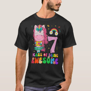 Geweldige prinses Unicorn Birthday 7-jarig meisje T-shirt